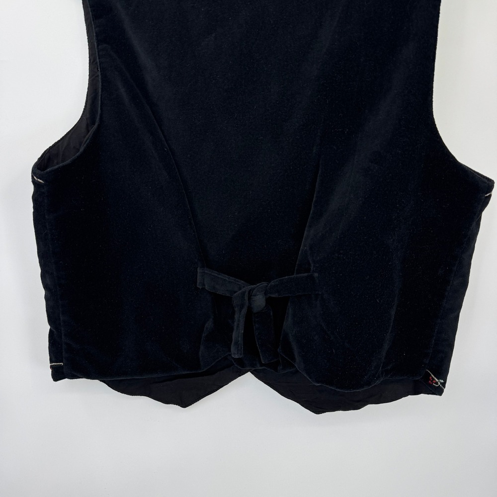Keren Hart Velvet Vest Women XL Black Floral Embroidered Button Cottagecore - Picture 12 of 13